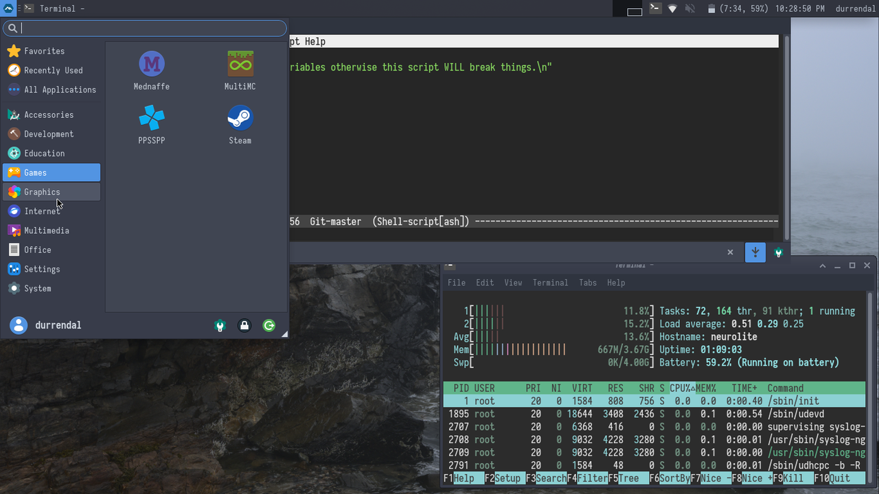 Neurolite rocking XFCE4 on Alpine Linux!